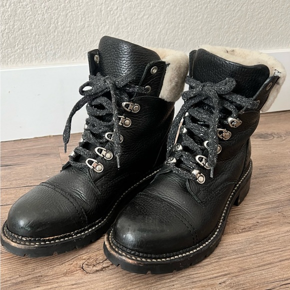 FRYE Samantha leather fur trim boots - Picture 2 of 8